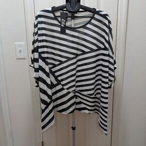 New Black and White Caftan Stripe Top Shirt NWT NEW Lily PLUS 2X